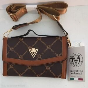 Valentino Orlandi Chocolate and Gold Crossbody Bag